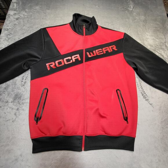 Rocawear Jacket Mens XL Red Black Full Zip Track Jacket Polyester Streetwear - Picture 3 of 7